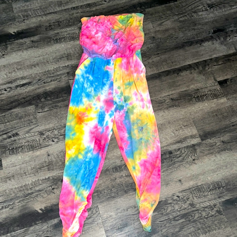 NWT multicolored tie dye jumpsuit with pockets!